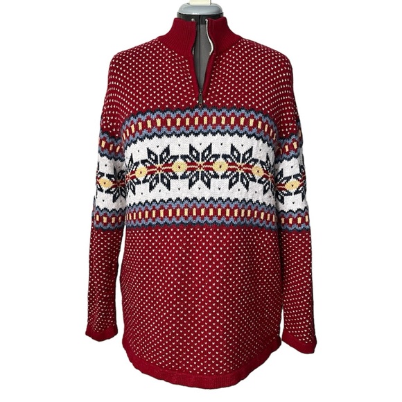 Vintage Liz Claiborne Nordic 1/4 zip sweater M - Picture 1 of 11